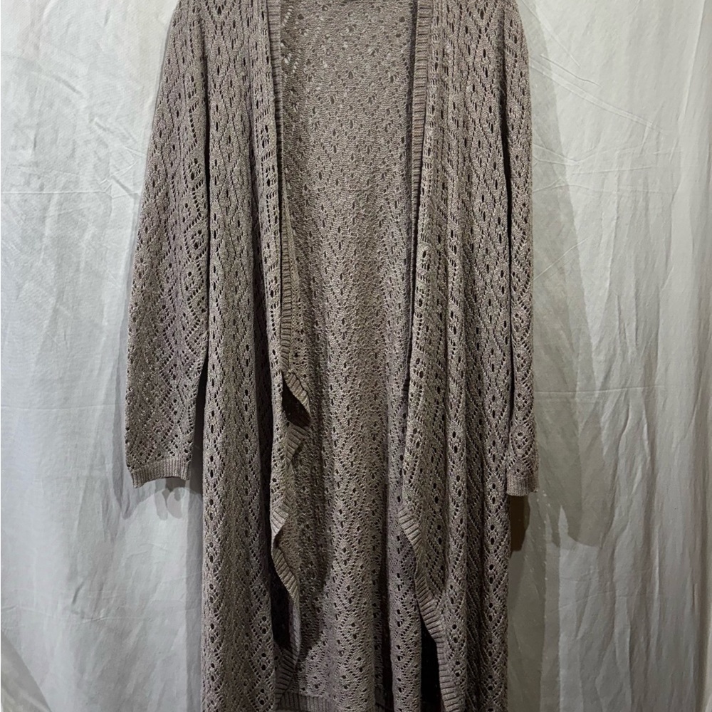 Torrid Pointelle Drape Front Sweater Mauve Purple Knit Cardigan Plus Size 3